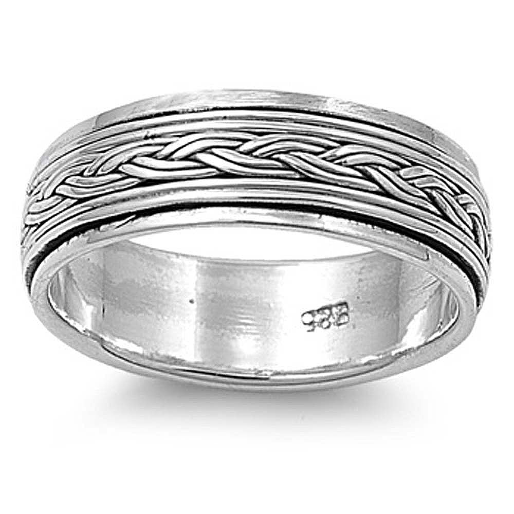 Sterling Silver Spinner Shaped Plain RingsAnd Face Height 8mmAnd Band Width 8mm