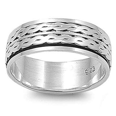 Sterling Silver Spinner Shaped Plain RingsAnd Face Height 8mmAnd Band Width 8mm