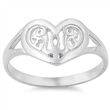 Load image into Gallery viewer, Sterling Silver Fancy Heart Design Ring with Face Height of 10MM