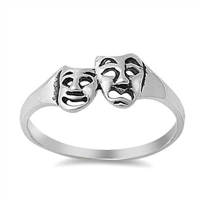 Sterling Silver Smile Now Cry Later Ring with Face Height of 7MM