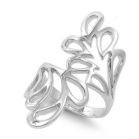 Sterling Silver Elegant Fancy Design Ring Band with Face Height of 34MM
