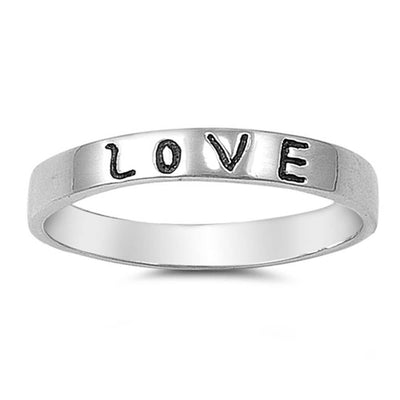 Sterling Silver Engraved Love Ring with Face Height of 3MM