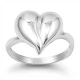 Sterling Silver Heart Shaped Plain RingsAnd Face Height 15mmAnd Band Width 2mm