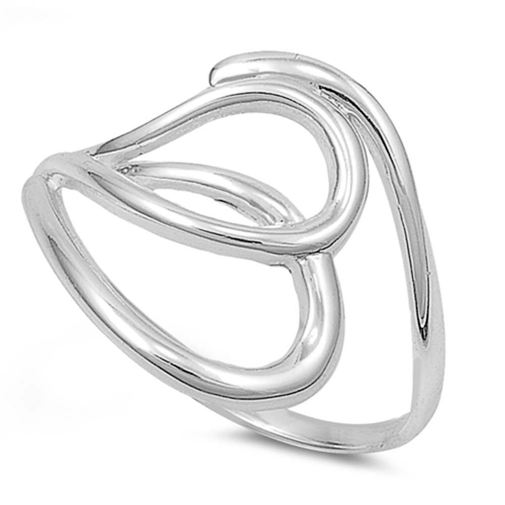 Sterling Silver Classy Open Cut Heart Ring with Face Height of 16MM