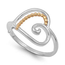 Load image into Gallery viewer, Sterling Silver Elegant Heart Two Tone with Gold Plated RingAnd Face Height of 14MM