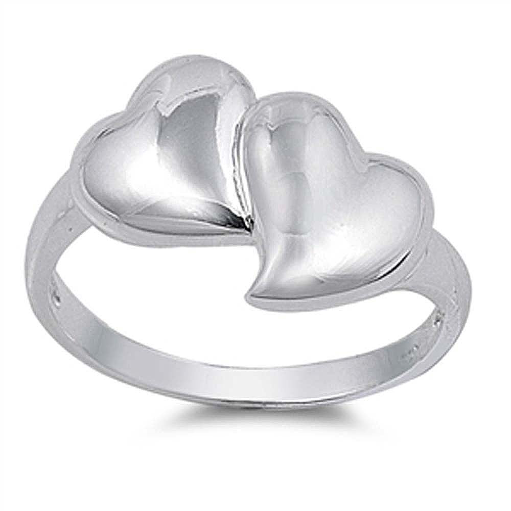 Sterling Silver Heart Shaped Plain RingsAnd Face Height 13mmAnd Band Width 2mm