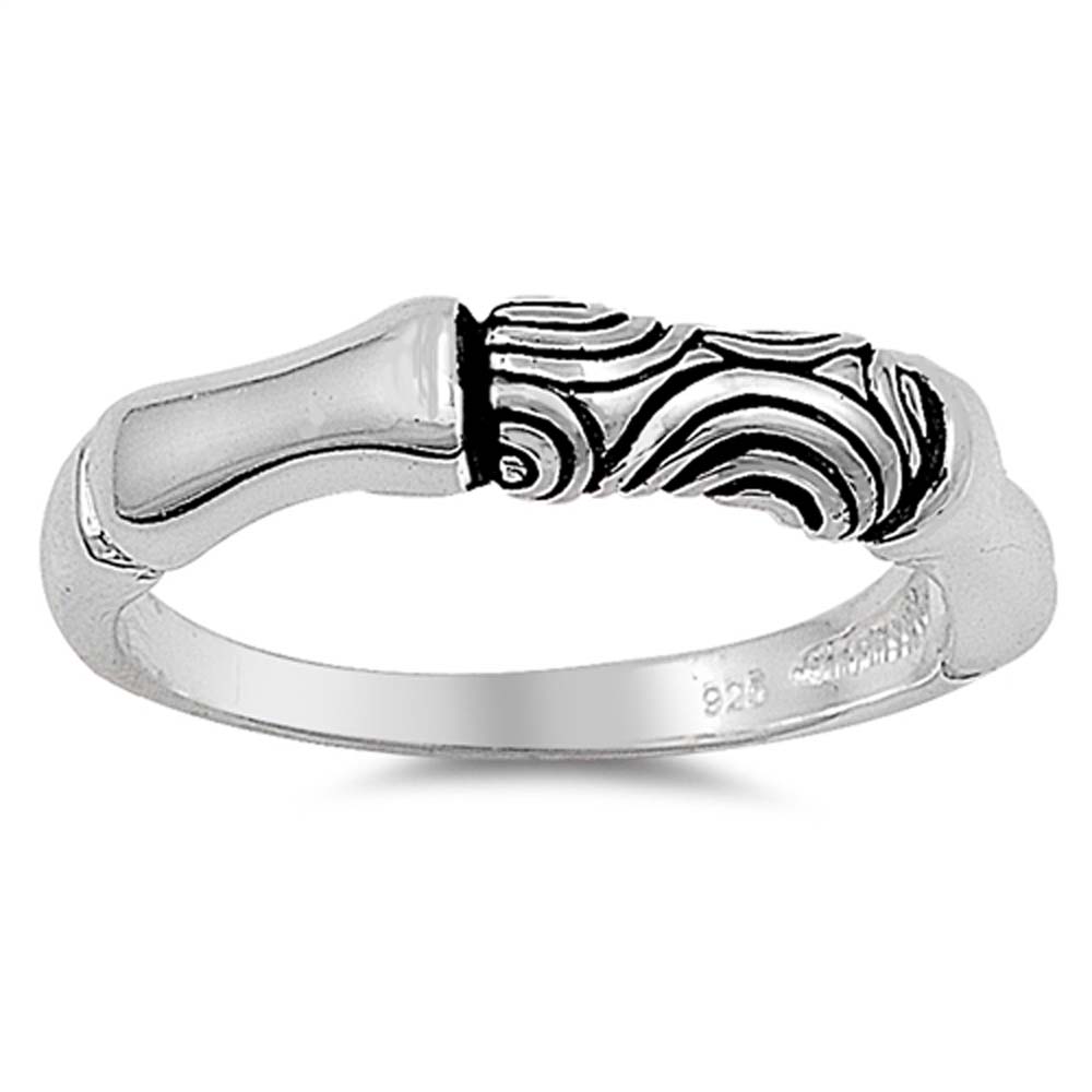 Sterling Silver Artistic Design Band Ring with Face Height of 4MM