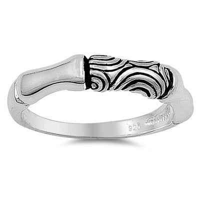Sterling Silver Artistic Design Band Ring with Face Height of 4MM
