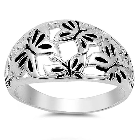 Sterling Silver Butterfly Shaped Plain RingsAnd Face Height 12mmAnd Band Width 3mm