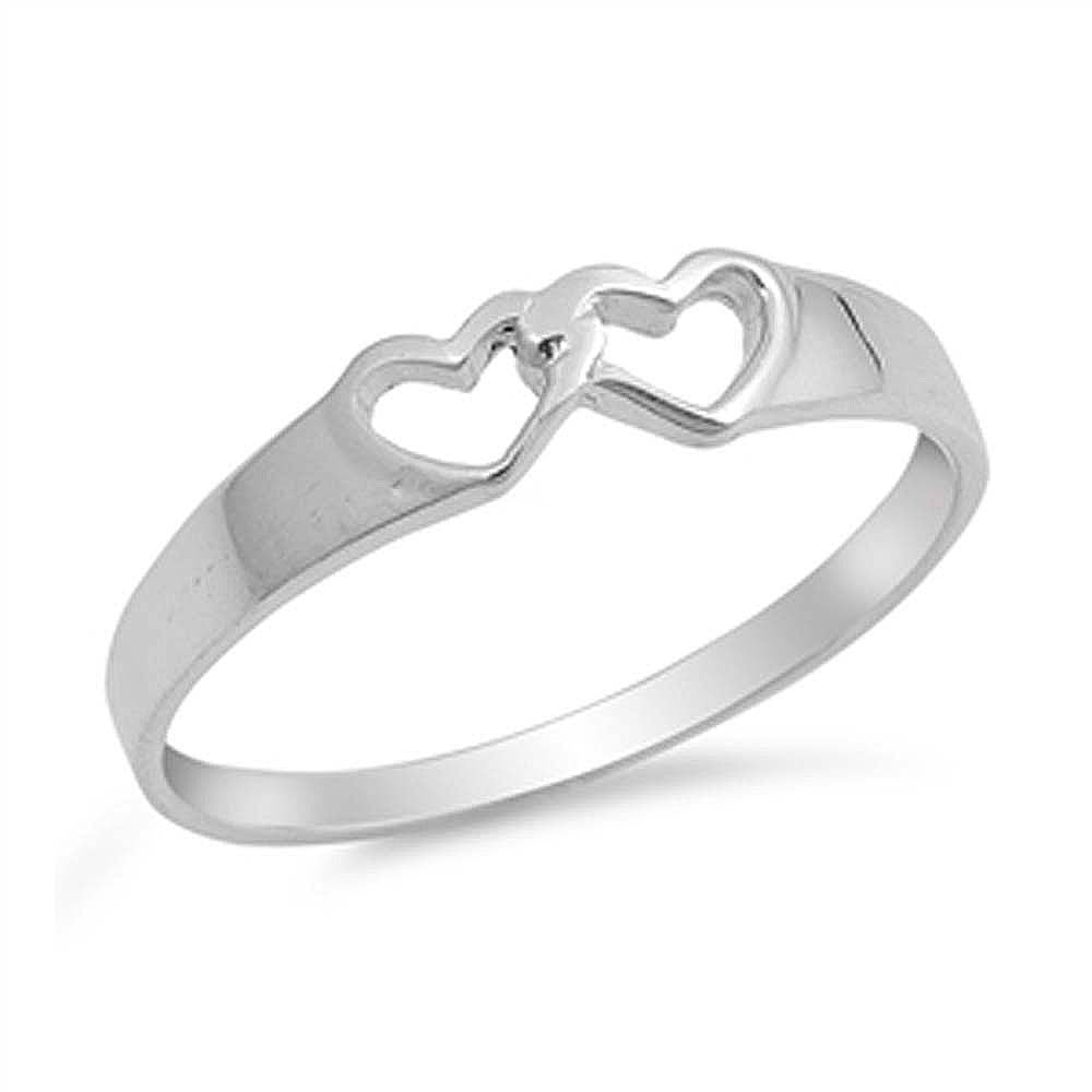 Sterling Silver Double Heart Knot Ring With Face Height of 4MM