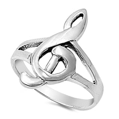 Sterling Silver Modish Music Note with Face Height of 22MM