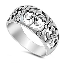 Load image into Gallery viewer, Sterling Silver Stylish Fleur De Lise Wide Band Ring with Face Height of 11MM