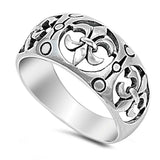 Sterling Silver Stylish Fleur De Lise Wide Band Ring with Face Height of 11MM