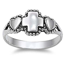 Load image into Gallery viewer, Sterling Silver Classy Cross and Heart Ring with Face Height of 9MM