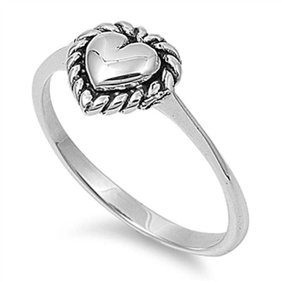 Sterling Silver Trendy Heart Ring with Face Height of 9MM
