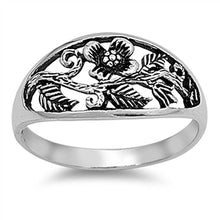 Load image into Gallery viewer, Sterling Silver Vintage Plumeria Ring with Face Height of 11MM