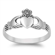 Load image into Gallery viewer, Sterling Silver Modish Claddagh Ring with Face Height of 9MM