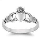 Sterling Silver Modish Claddagh Ring with Face Height of 9MM