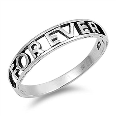 Sterling Silver Cursive Forever Ring with Face Height of 5MM
