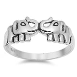 Sterling Silver Elephants Shaped Plain RingsAnd Face Height 9mm