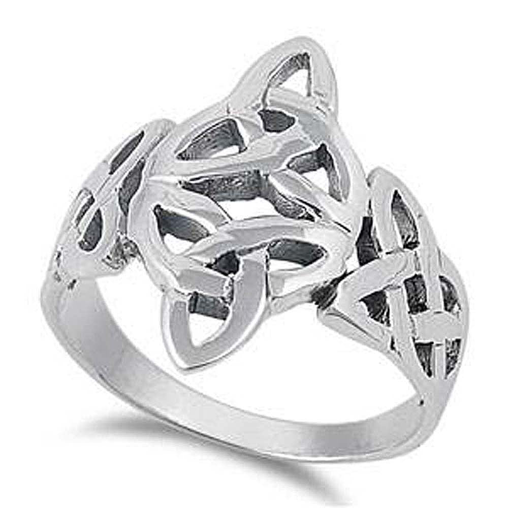 Sterling Silver Celtic Shaped Plain RingsAnd Face Height 22mmAnd Band Width 3mm