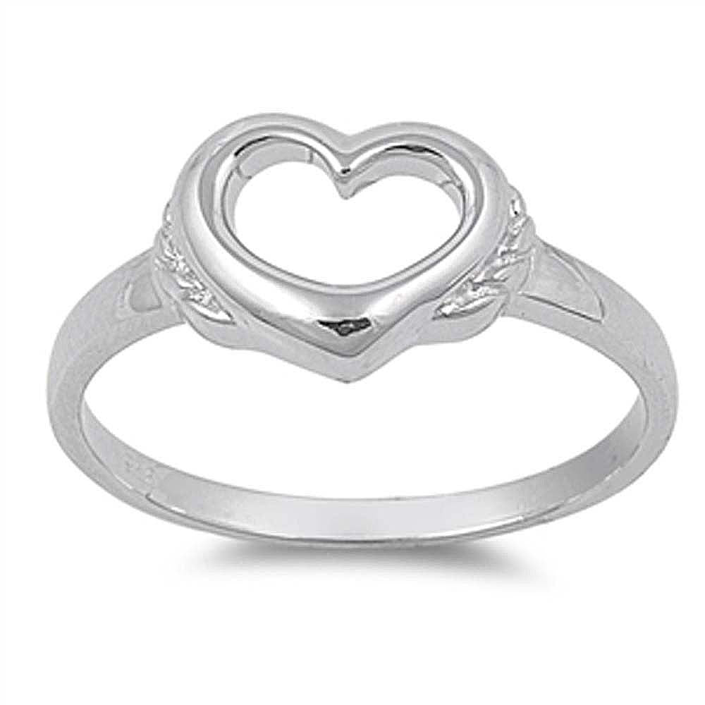 Sterling Silver Classy Open Cut Heart Ring with Face Height of 9MM