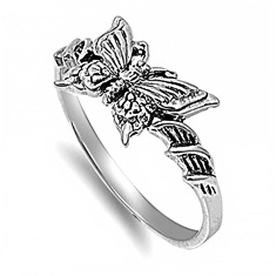 Sterling Silver Fancy Stylish Butterfly Ring with Face Height of 9MM
