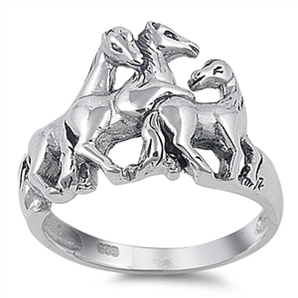 Sterling Silver Horse Shaped Plain RingsAnd Face Height 14mmAnd Band Width 2mm