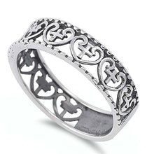 Load image into Gallery viewer, Sterling Silver Heart with Cross Band Ring with Face Height of 6MM