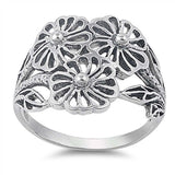 Sterling Silver Flower Shaped Plain RingsAnd Face Height 16mmAnd Band Width 2mm
