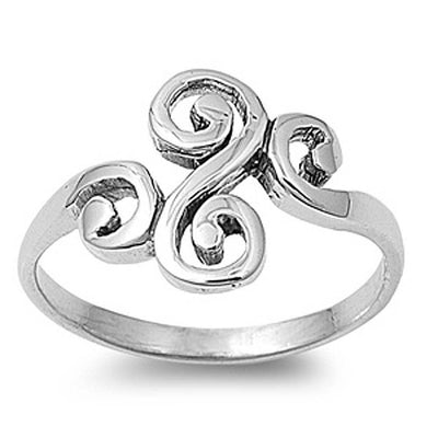 Sterling Silver Elegant Swirl Ring with Face Height of 10MM