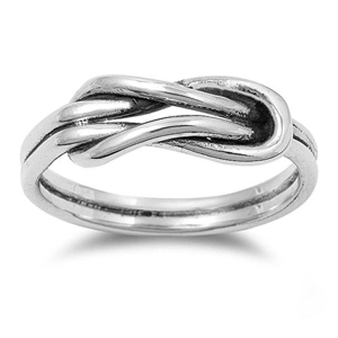 Sterling Silver Oxidize Infinity Love Knot Shaped Plain RingsAnd Face Height 6mmAnd Band Width 2mm