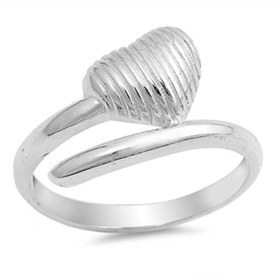 Sterling Silver Fancy Heart Ring with Face Height of 11MM