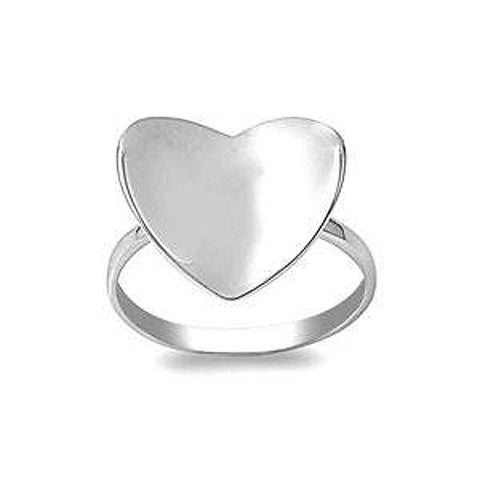 Sterling Silver Heart Shaped Plain RingsAnd Face Height 15mmAnd Band Width 2mm