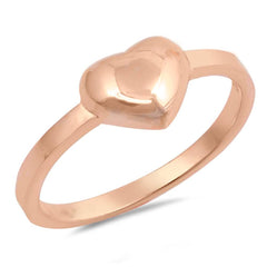Sterling Silver Rose Gold Plated Heart Shaped Plain RingsAnd Face Height 5mm