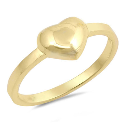 Sterling Silver Yellow Gold Plated Heart Shaped Plain RingsAnd Face Height 5mm