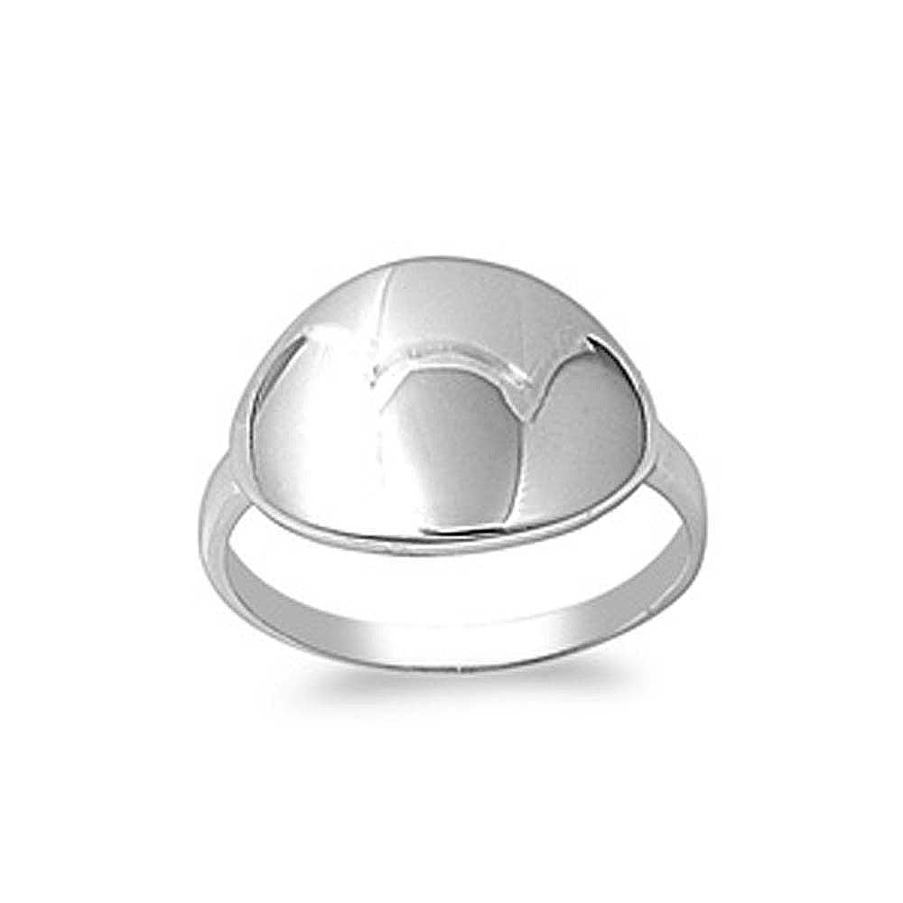 Sterling Silver Plain Curve Disc Ring with Face Height of 13MM