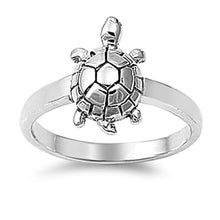 Load image into Gallery viewer, Sterling Silver Classy Turtle Ring with Face Height of 14MM