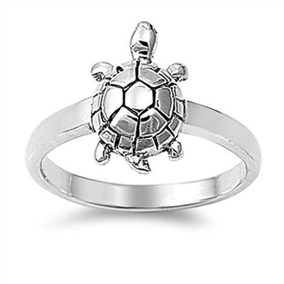 Sterling Silver Classy Turtle Ring with Face Height of 14MM