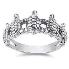 Load image into Gallery viewer, Sterling Silver Multi Turtles Band Ring with Face Height of 10MM