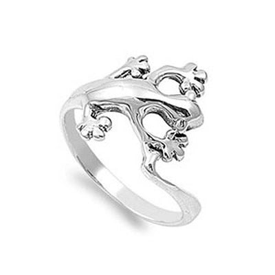 Sterling Silver Fancy Frog Design Ring with Face Height of 16MM