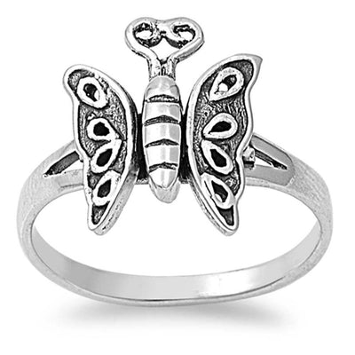 Sterling Silver Modish Butterfly Ring with Face Height of 14MM