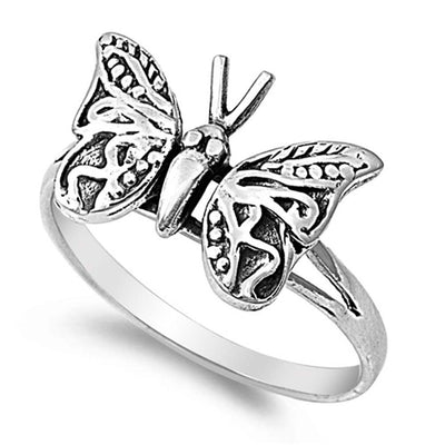 Sterling Silver Classy Butterfly Ring with Face Height of 11MM
