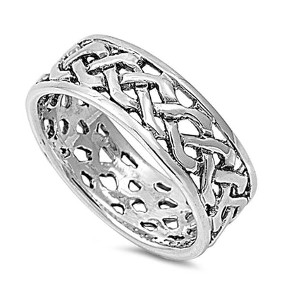 Sterling Silver Celtic Braid Shaped Plain RingsAnd Face Height 8mmAnd Band Width 8mm