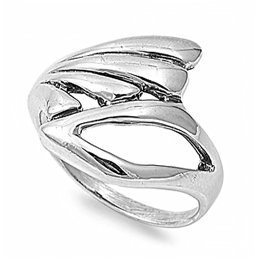 Sterling Silver Modish Design Ring with Face Height of 17MM