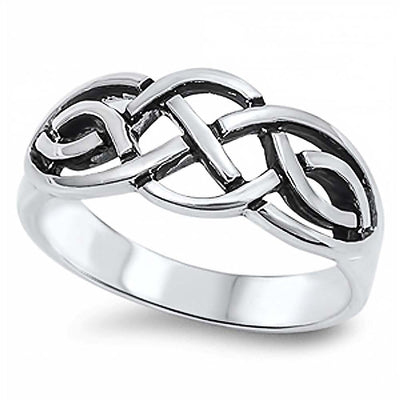 Sterling Silver Celtic Trinity Knot Ring with Face Height of 9MM