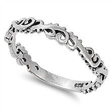 Load image into Gallery viewer, Sterling Silver Fancy Artistic Band Ring with Face Height of 4MM