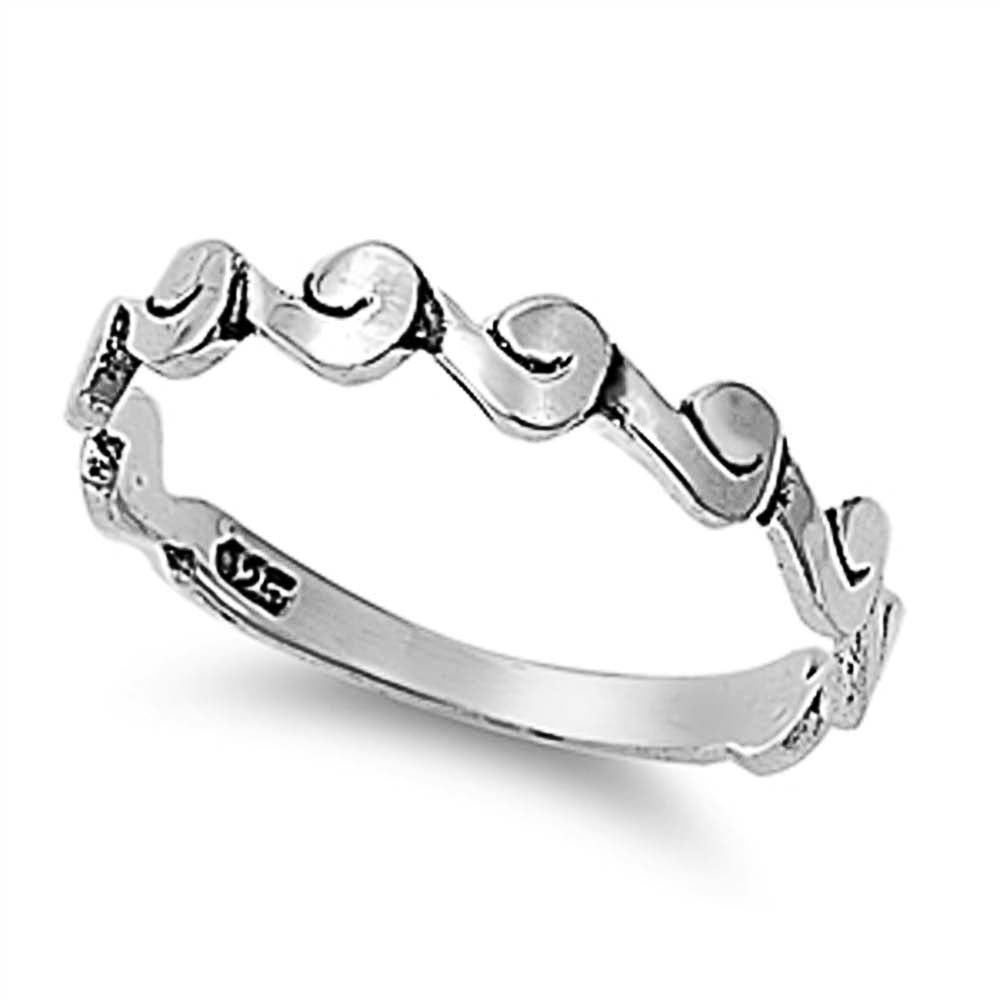 Sterling Silver Multi Wave Band Ring with Face Height of 4MM