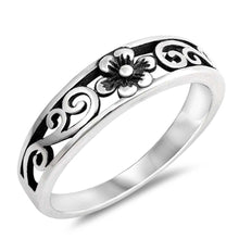 Load image into Gallery viewer, Sterling Silver Stylish Flower and Vine Ring with Face Height of 6MM