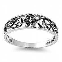 Load image into Gallery viewer, Sterling Silver Classy Flower Band Ring with Face Height of 6MM